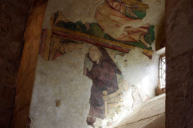 prieure-de-ronsenac-fresque-du-14e-siecle-moine lecteur WIKI Traumrune.jpg